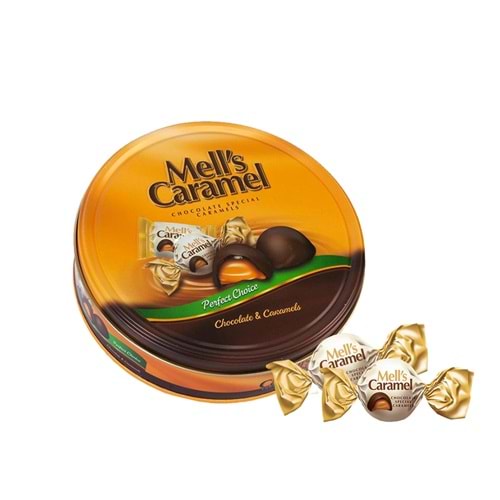 MELLS CARAMEL ÇİKOLATA KAPLAMA YUVARLAK TENEKE KUTU 250 GR