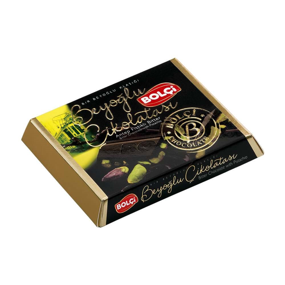 BOLÇİ ÇİKOLATA (B593) BİTTER ANTEP FISTIKLI TABLET 90 GR 6 ADET
