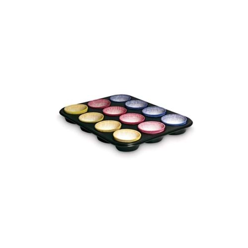 GUARDINI TEFLONLU 12 Lİ MUFFİN KEK KALIBI KAĞITLI 36 x 27 x 3 CM