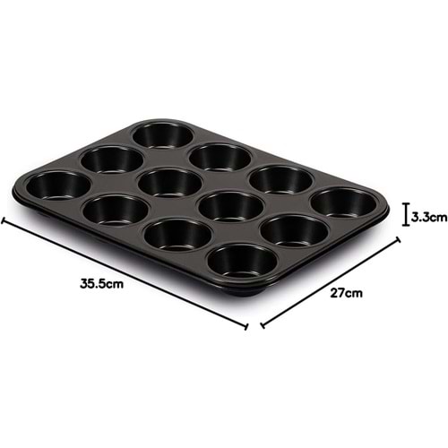 GUARDINI TEFLONLU 12 Lİ MUFFİN KEK KALIBI 36 x 27 x 3 CM
